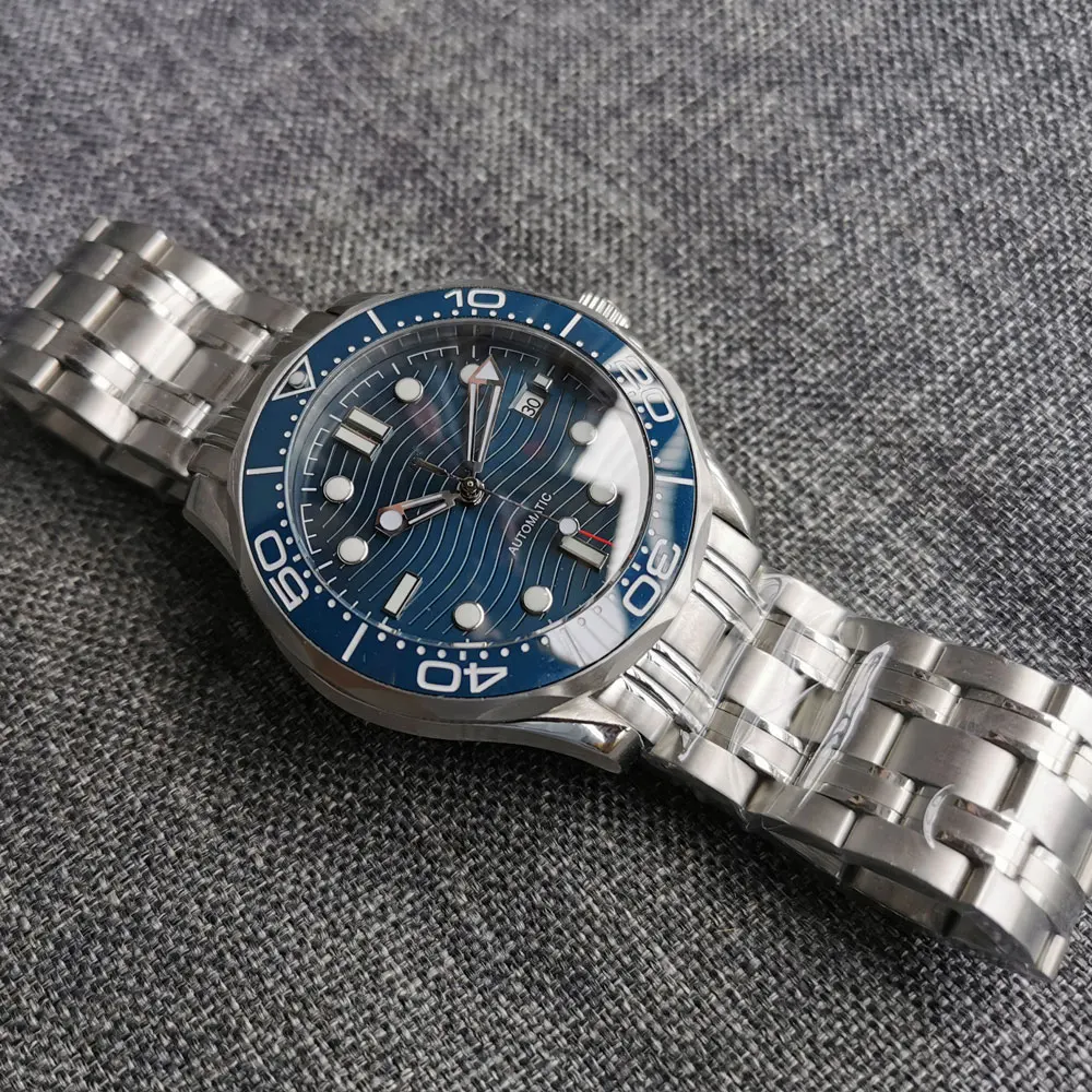 41mm blue sapphire glass see through back ceramic bezel NH35 Automatic Movement Mens Watch