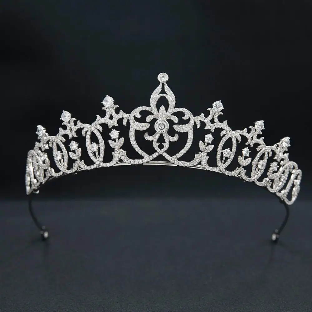 

Cubic Zirconia Roayl Tiara for Wedding,Crystal Princess Tiaras Crown for Bride Hair Jewelry CH10374