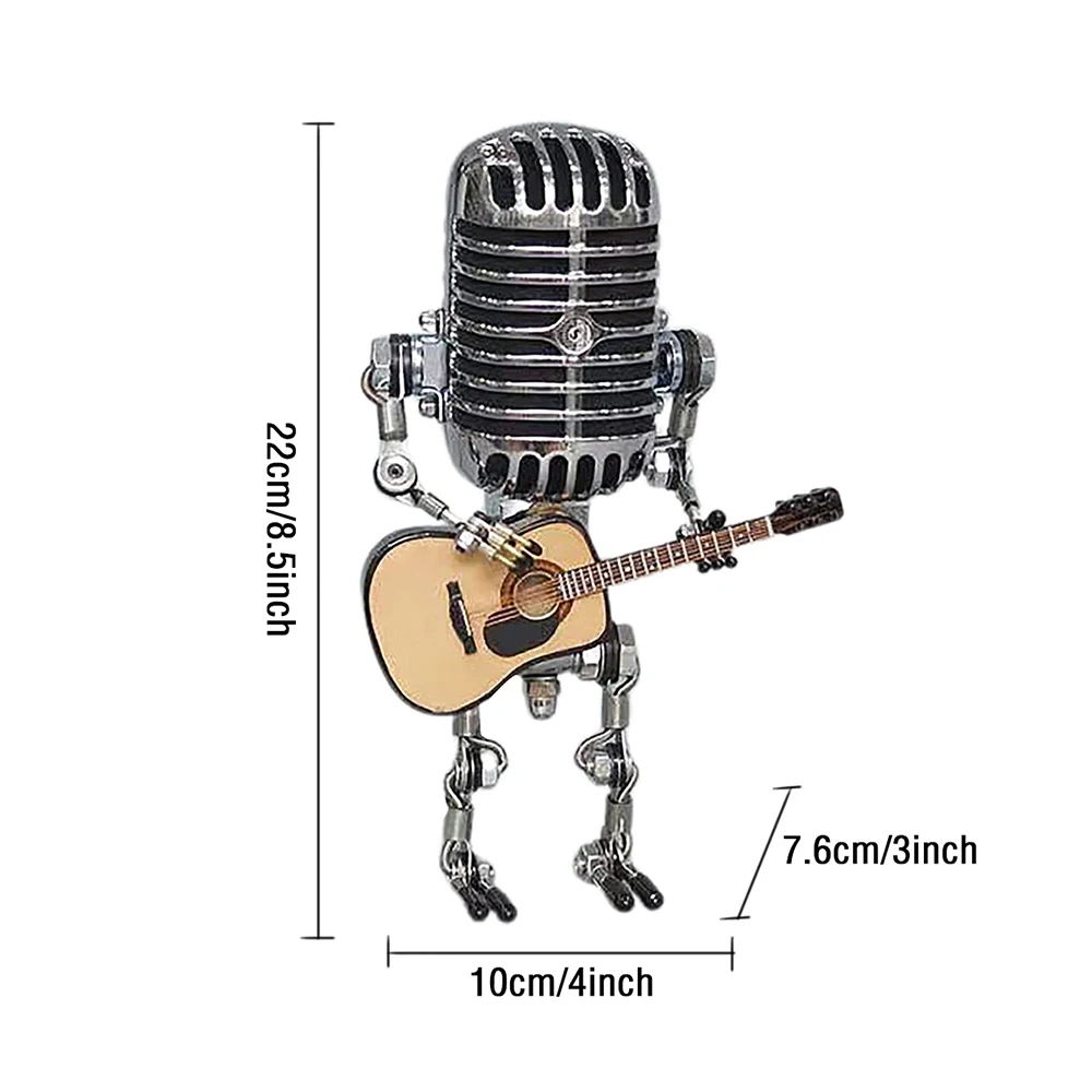 Microfono lampada Robot microfono in metallo Vintage Robot Touch Dimmer lampada da tavolo lampada per chitarra a LED lampada da scrivania a luce solare per Robot