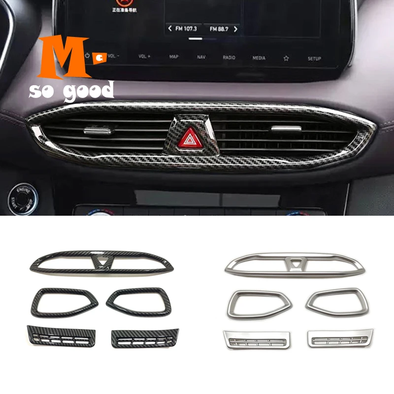 ABS For Hyundai Santa FE 2018 2019 Middle Center Left Right Air Conditioner outlet AC Vent Cover trim car styling Accessories