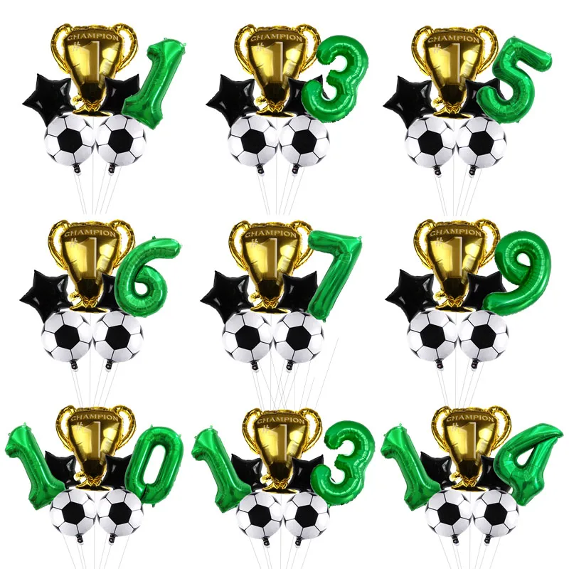 32inch Green Digit Number Globos Football Helium Balloons Trophy Balloon Children\'s Gifts Birthday Party Decorations Kids