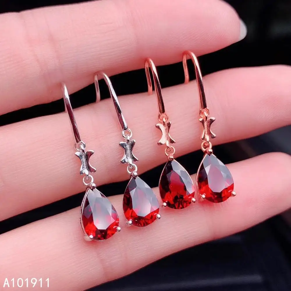 

KJJEAXCMY fine jewelry 925 sterling silver inlaid natural Garnet luxurious women's earrings classic support detection popular