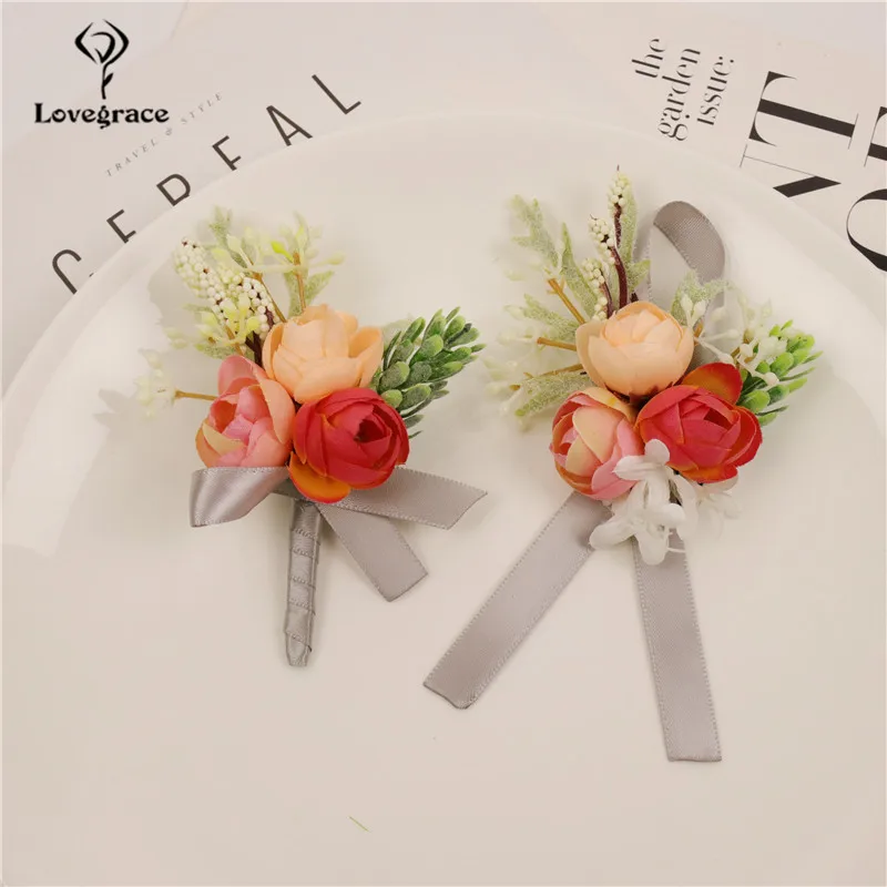 Zijde Rose Hydrangea Wedding Boutonniere Bruidegom Corsage Armband Bloem Bruidsmeisjes Corsages Boutonniere Bruiloft Huwelijk Corsages