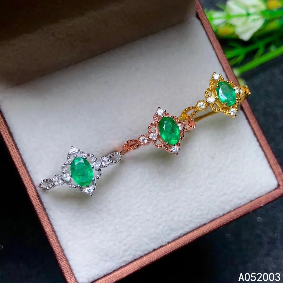 

KJJEAXCMY Fine Jewelry 925 Sterling Silver Inlaid Natural Gemstone Emerald New Female girl Miss woman Ring Lovely