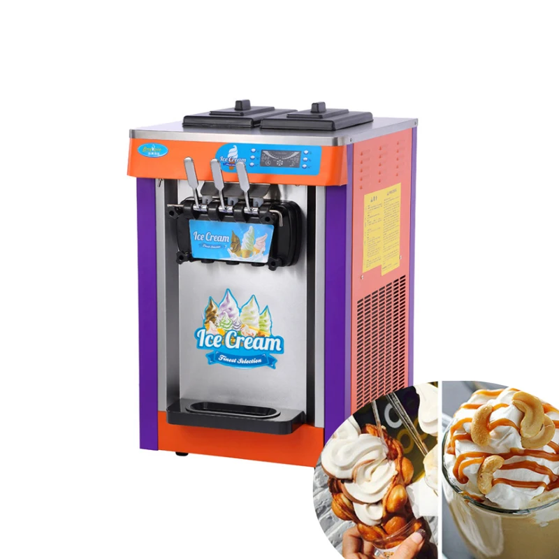 Máquina de sorvete macia de aço inoxidável, torção de iogurte, 3 sabores, 20l/h 1900w