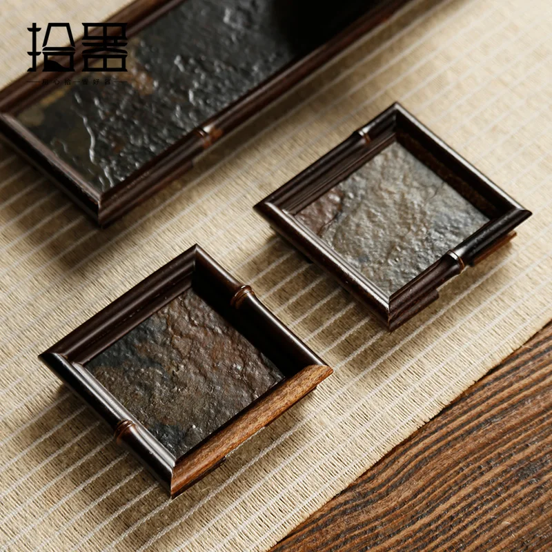 

Bamboo tea tray cup holder cup holder coaster tea ceremony tea cup storage accessories solid wood tea mat dry bubble drying cup