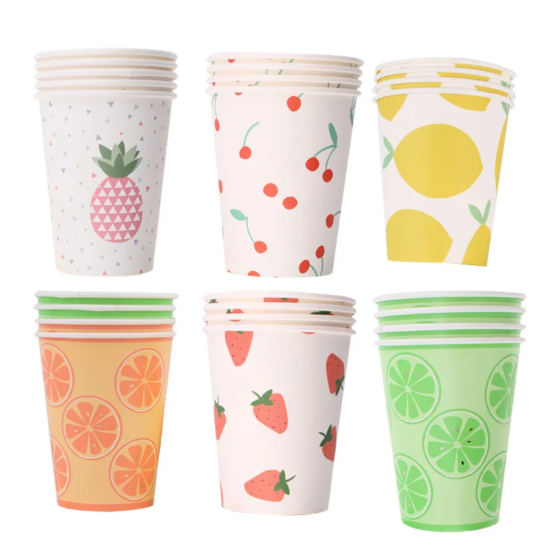 Summer fruit paper cup Disposable paper cup juice cup pool party baby shower cutlery Arrangement Decorative supplies