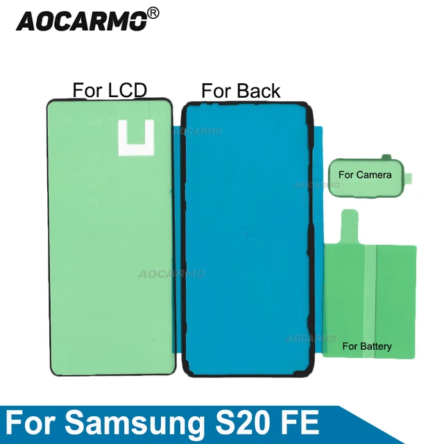 Aocarmo do Samsung Galaxy S20 FE S20fe przedni ekran LCD samoprzylepna tylna pokrywa rama naklejka wodoodporny klej części zamienne
