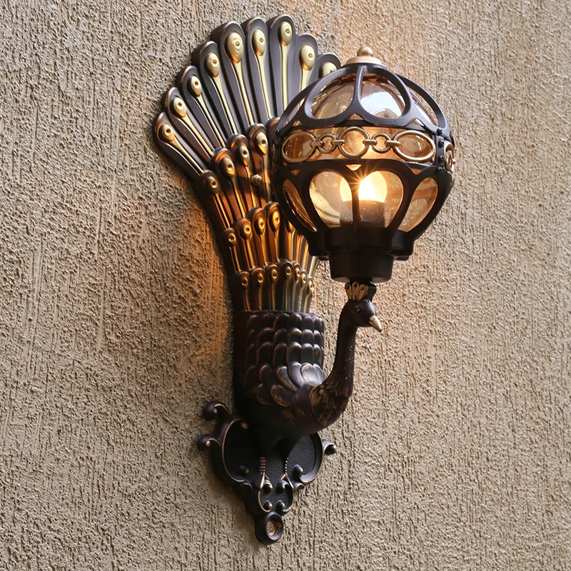 

European Style Retro Peacock Wall Lamp Led Hotel Art Wall Lamp Balcony Villa Door Light Suitable For Indoor / Outdoor Lighting