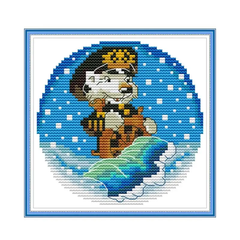 Lovely animal series pattern cross stitch kits DIY penguin dog 14CT 11CT count canvas printing embroidery set needlework crafts