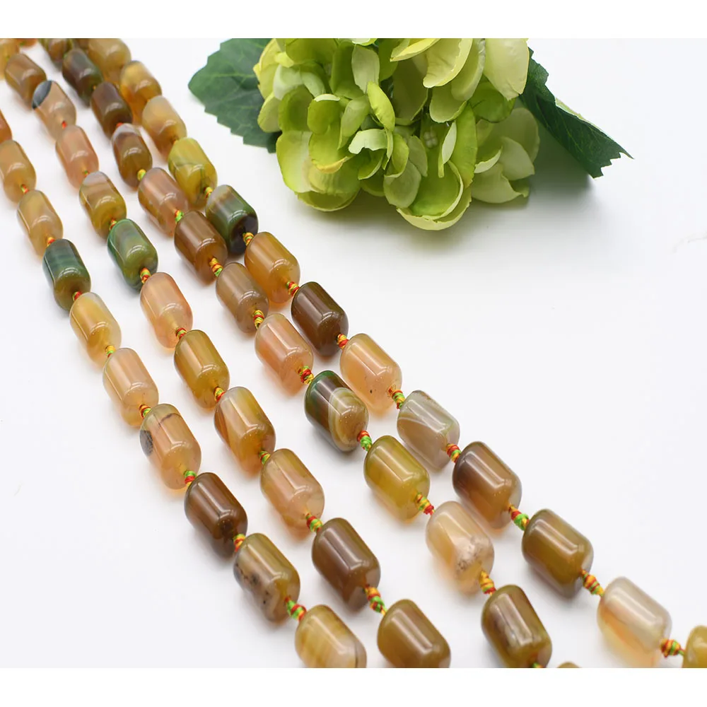 

2strands/Lot 20mm Natural Smooth Yellow Cylindrical Agate Stone Beads For DIY Bracelet Necklace Jewelry Making Strand 15"