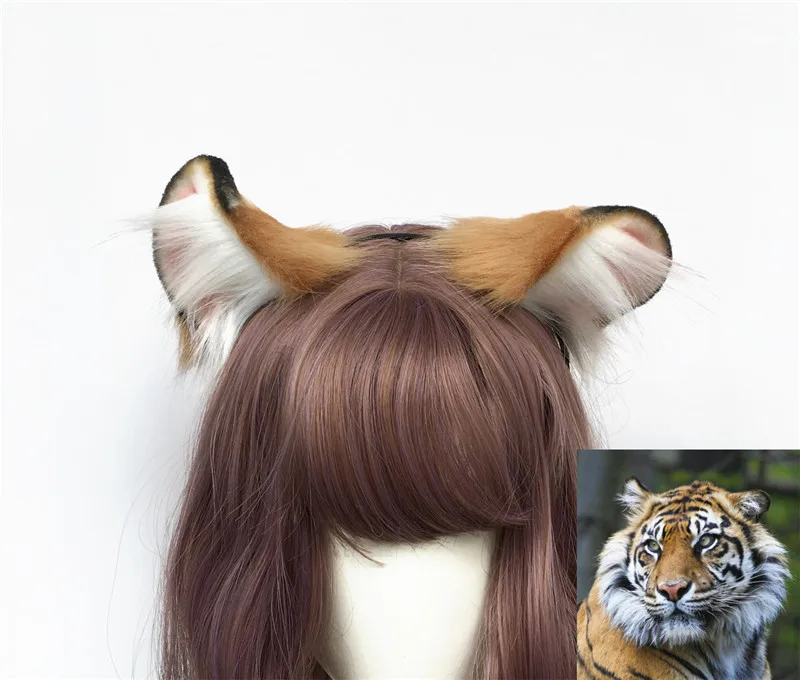 

Custom Made Tiger Cosplay Wolves Wolf Ears Hair Hoop Hairbands Headwear Women Costume Accessories Hand Made