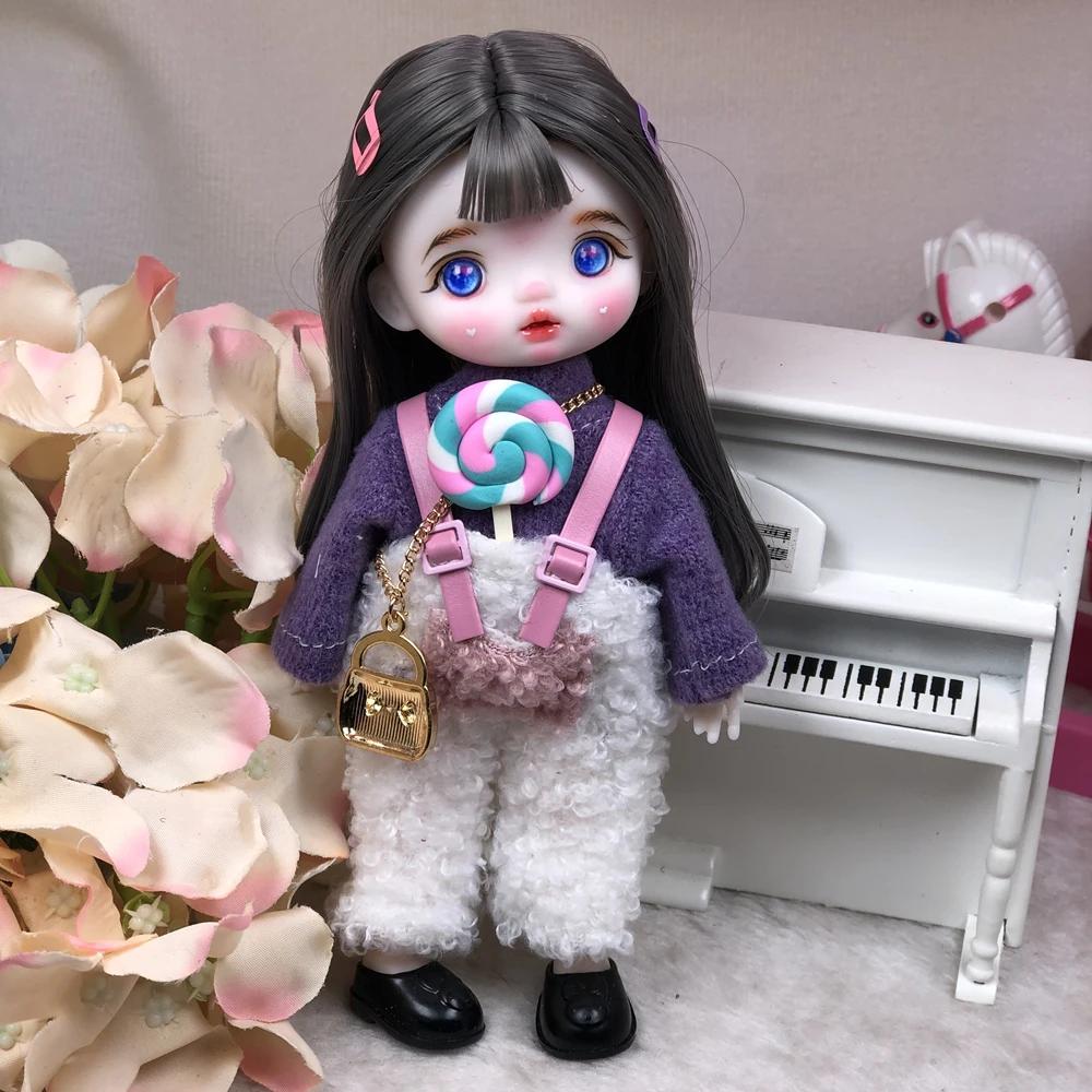 1/8 Bilancia 16 CENTIMETRI BJD OB11 Bambola Carino Delicata Face Up Con Parrucca e Vestiti Set Completo Bambola Obitsu11 Corpo Figura Modello Giocattolo Regalo Per La Ragazza