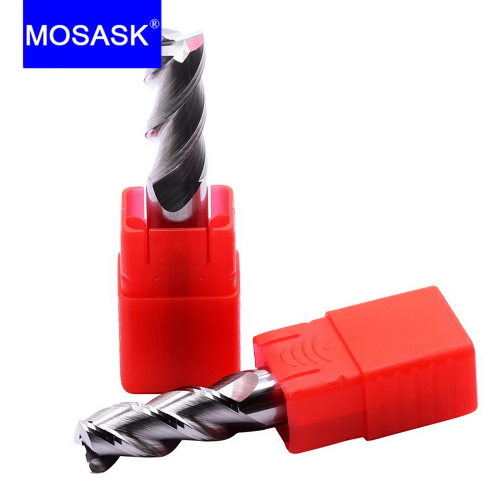 Afbeelding 6: Mosask 1Pc 3 Fluit Hrc 55 Hoogglans Aluminium Bewerking Metaalbewerking Carbide End Mill 8 10 12 mm Tungstel Stalen Frees