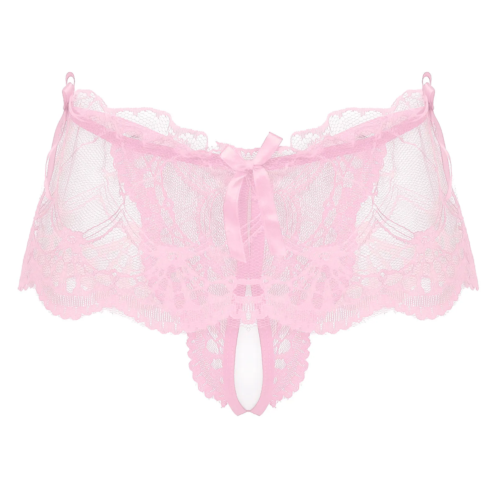 Perizoma da uomo in pizzo trasparente perizoma con gonna perizoma t-back mutandine vita bassa allentato elastico in vita Bowknot Lingerie Underwea