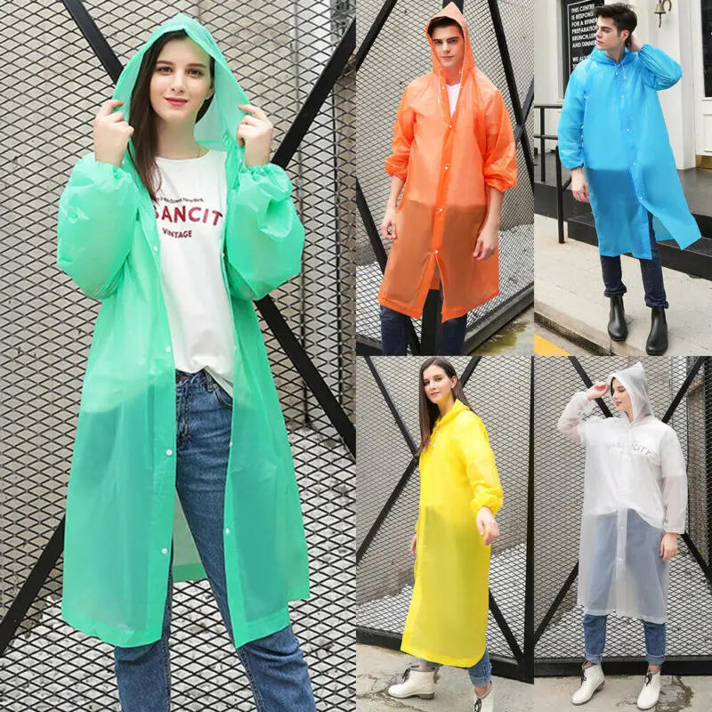 Manteau de pluie à capuche Transparent EVA, imperméable, pour adultes et enfants