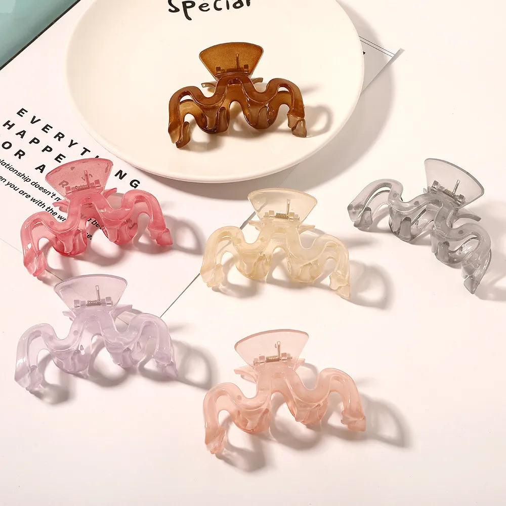 New Fashion Boutique Flower Wave Shape Resin Hair Clip Geometry Hairpin Barrette for Women Girl Accessories Headwear