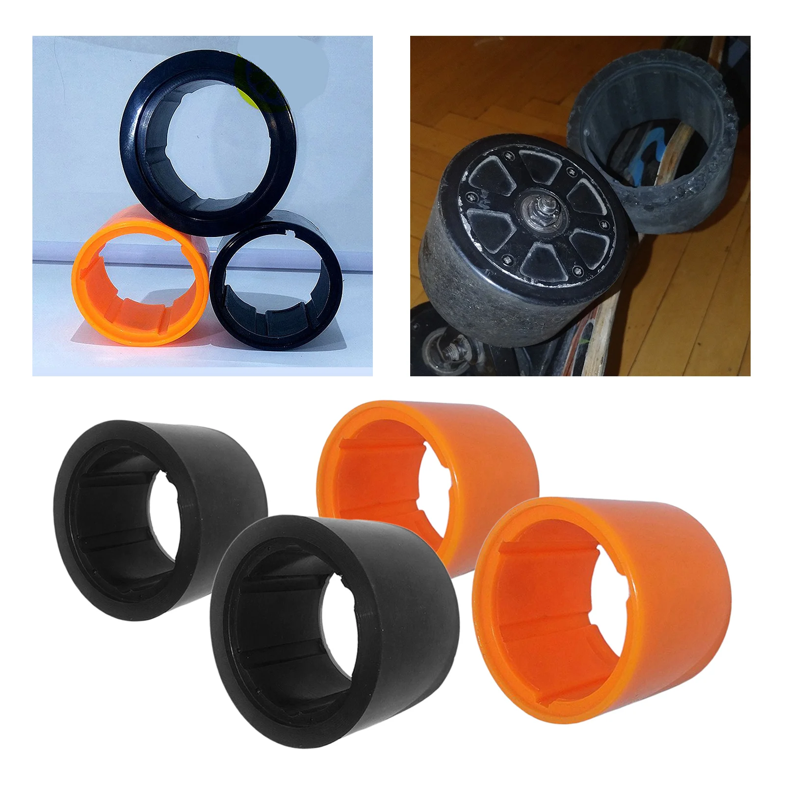 Electric Skateboard Hub Motor Tire Skin 70mm 90mm Motor Tire Skin Black Orange Replacement