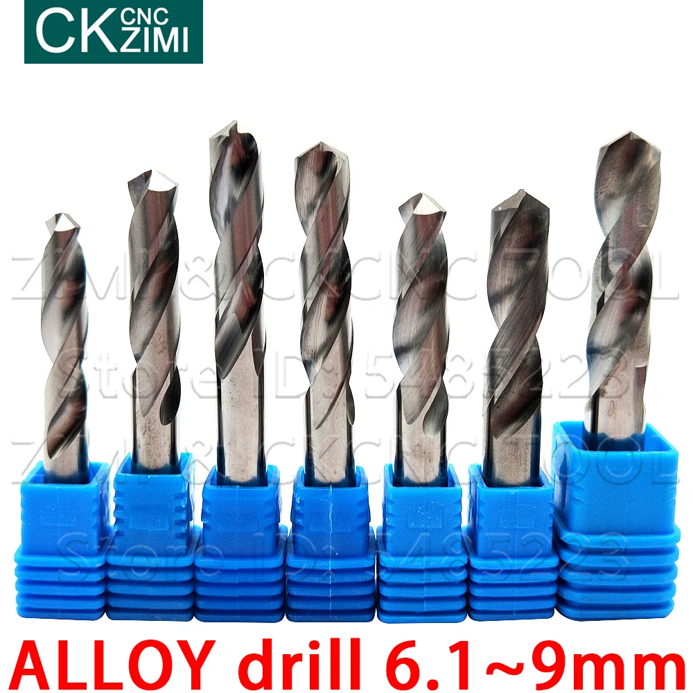 1p 6.1-9mm bocado de broca do carboneto para o trabalho de madeira de aço inoxidável da torção broca do furo do cortador de broca máquina do torno do cnc da perfuração do metal