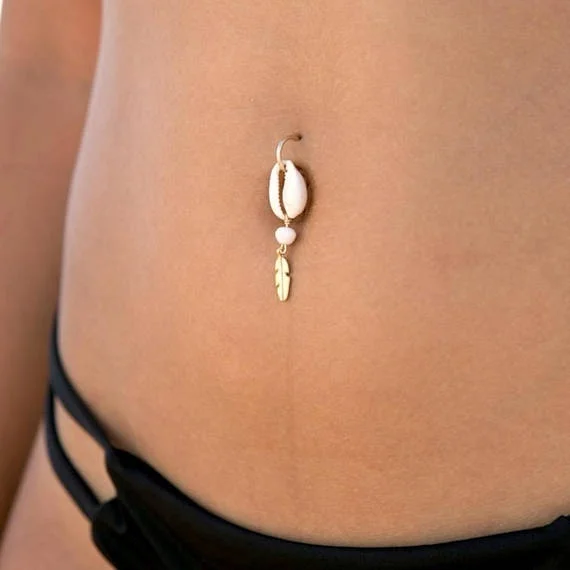 Under The Sea Belly Button Piercing  seashell Belly Rings navel piercing belly button ring