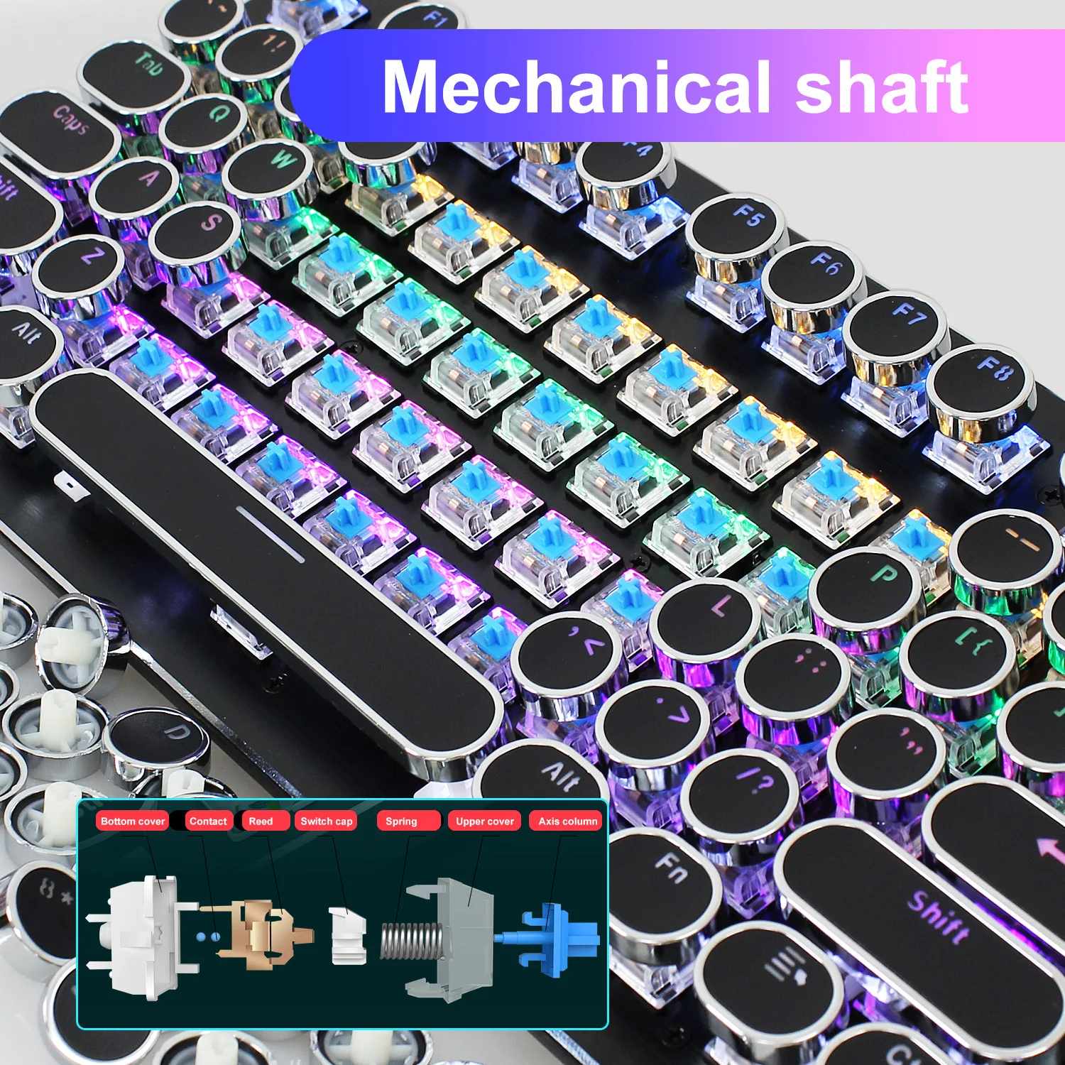 

Cool wired game mechanical keyboard high special green axis 104 key all-key conflict-free two-color injection molding key