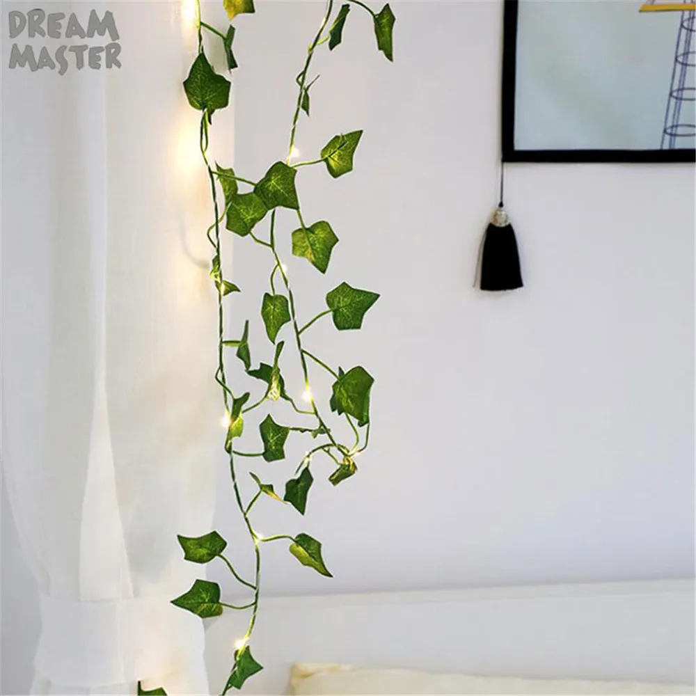 10M 100LED Leaf Garland Lamp for New Year AA Battery Ivy Vine LED Fairy String Lights For Christmas Wedding Party Green Decor