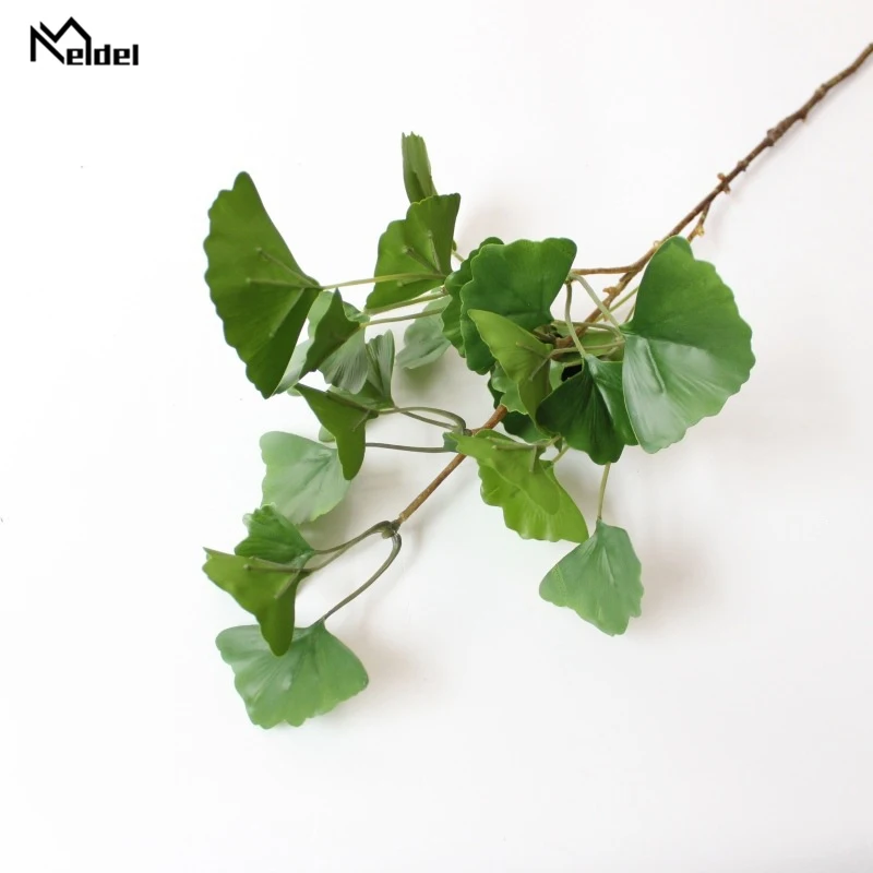 Meldel diy buquê de noiva artificial ginkgo folha 3 garfos ginkgo biloba planta artesanal arranjo flor fornecimento maidenhair árvore