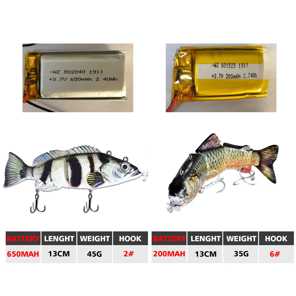 Robotic Swimming Lures Fishing Auto Electric Fishing Lure Bait Wobblers For Swimbait USB Rechargeable Flashing LED light