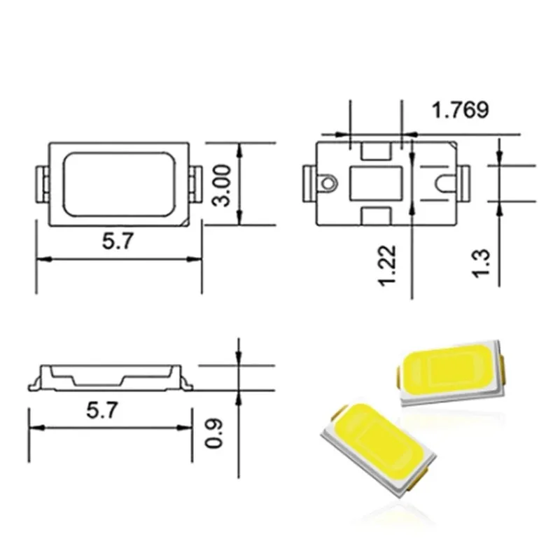 110PCS LED SMD 5730 0.5W Chips 3V 150MA Yellow Red Blue Green White Pink 10000K 4000K Lamp Beads Light Emitting Diode  For Blubs