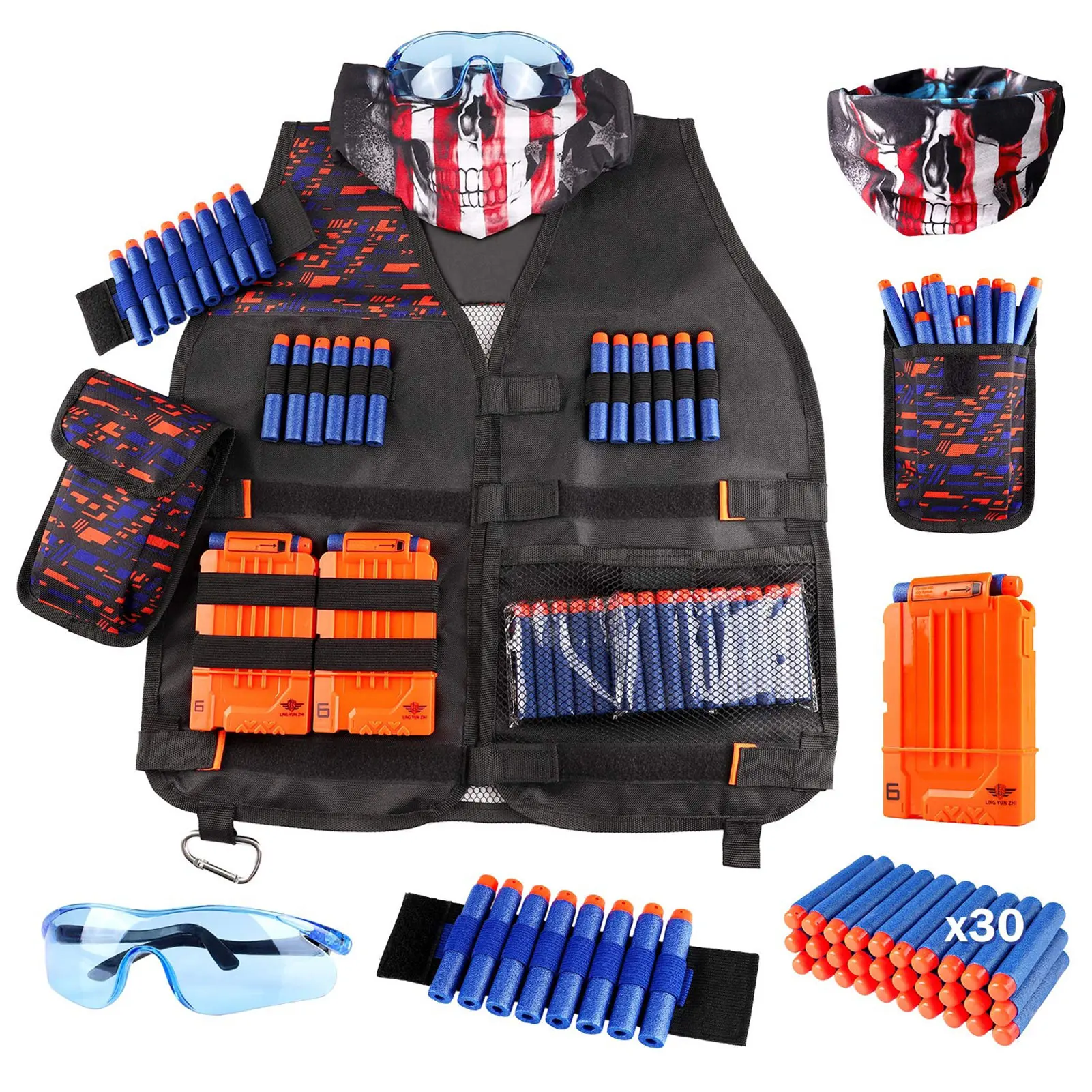 Kids Vest Kit Fashionable Personalized Suit For Games With Face Cover, Glass, Refill Darts, Wrist Strap Drop Shipping