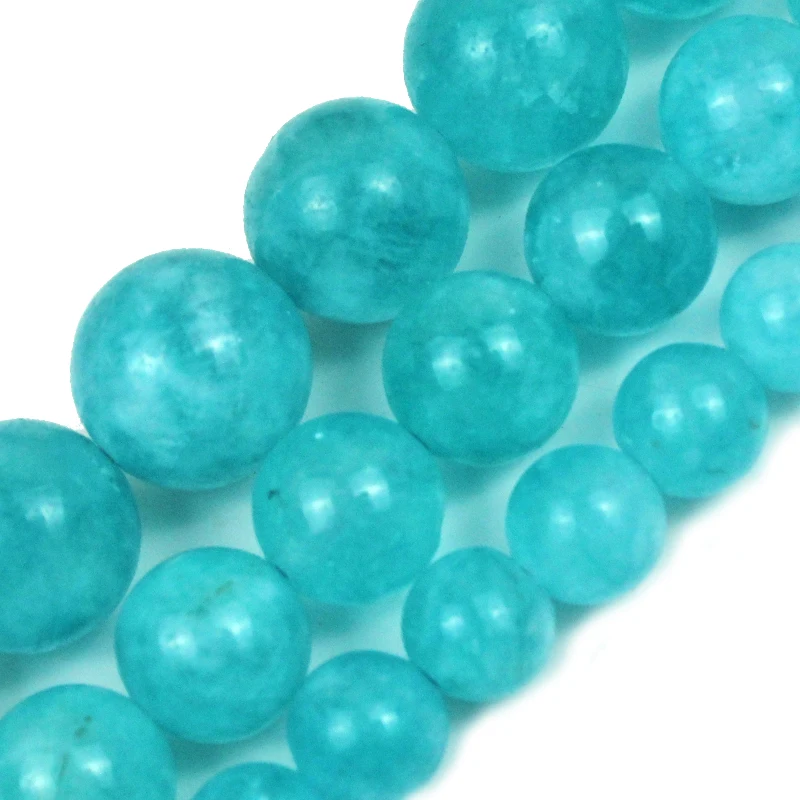 Natural Peru Amazonite Stone Beads 6/8/10mm Round Loose Translucent Chalcedony For Jewelry Making DIY Bracelet Necklace 15''