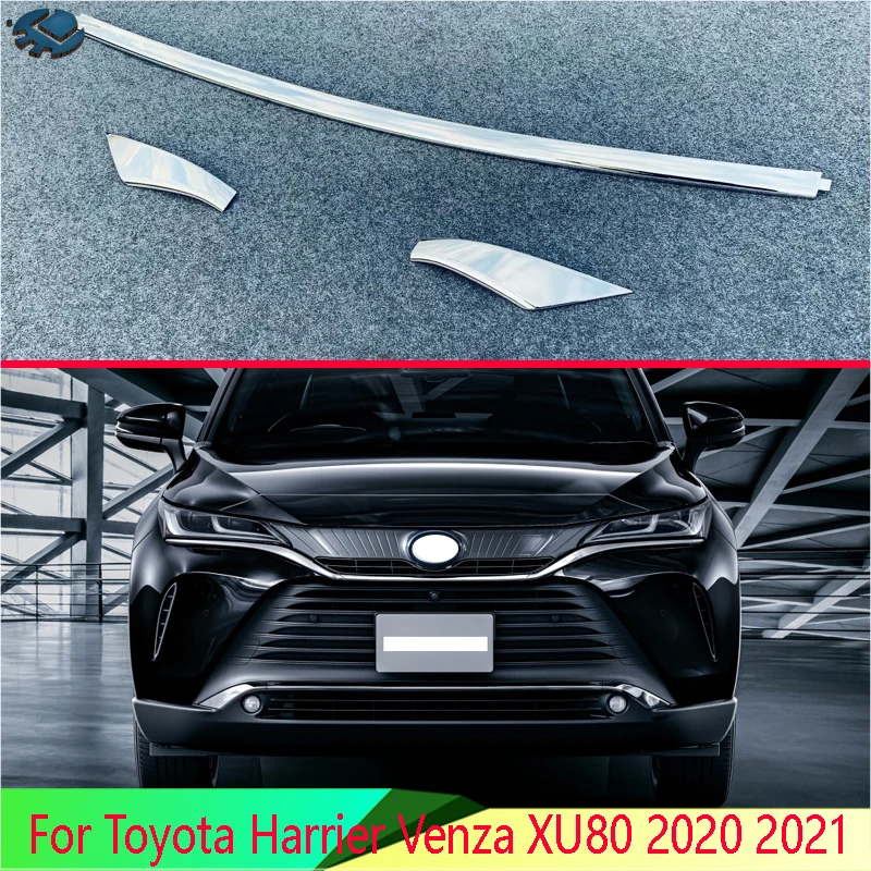 

For Toyota Harrier Venza XU80 2020 2021 ABS Chrome Plated Before The Bar Bumper Cover Shield Trim Molding Lower Grille