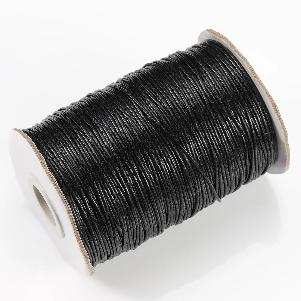 10 Yard 1mm 1.5mm 2.0mm Black Leather Cord Waxed Cotton Thread Strings Necklace Bracelets Rope for Jewelry Making DIY Findings