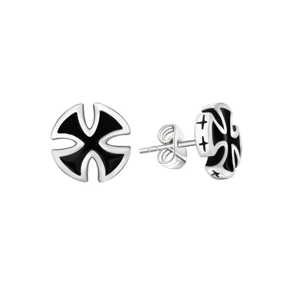 Vintage German World War II Iron Cross Earrings Men's Punk Cyclist Stainless Steel Earrings For Men Fashion Jewelry Gifts