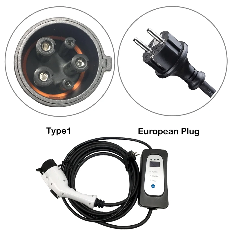 Tipo 1 J1772 ou Tipo 2 EV carregador schuko plug EVSE cabo de carregamento EV para nissan leaf veículo elétrico 16A 13A 10A 8A