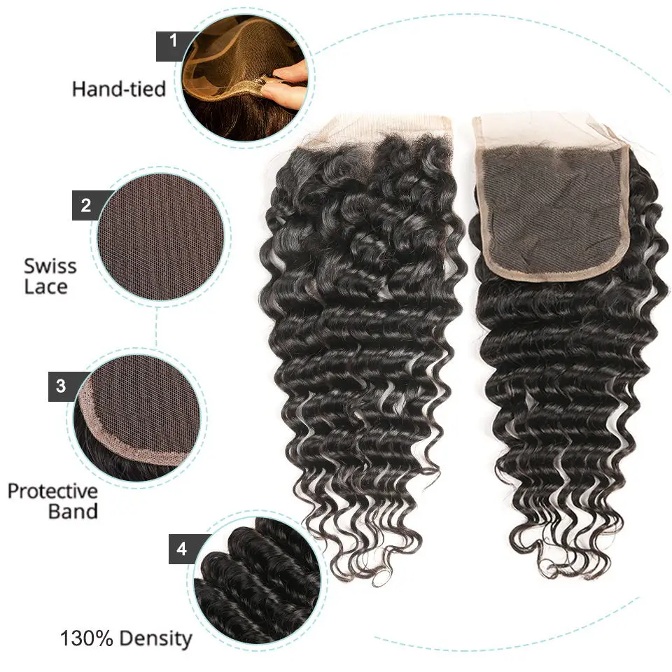 Styleicon – mèches brésiliennes Remy ondulées, cheveux naturels, 10-30 pouces, avec Closure, lots de 3