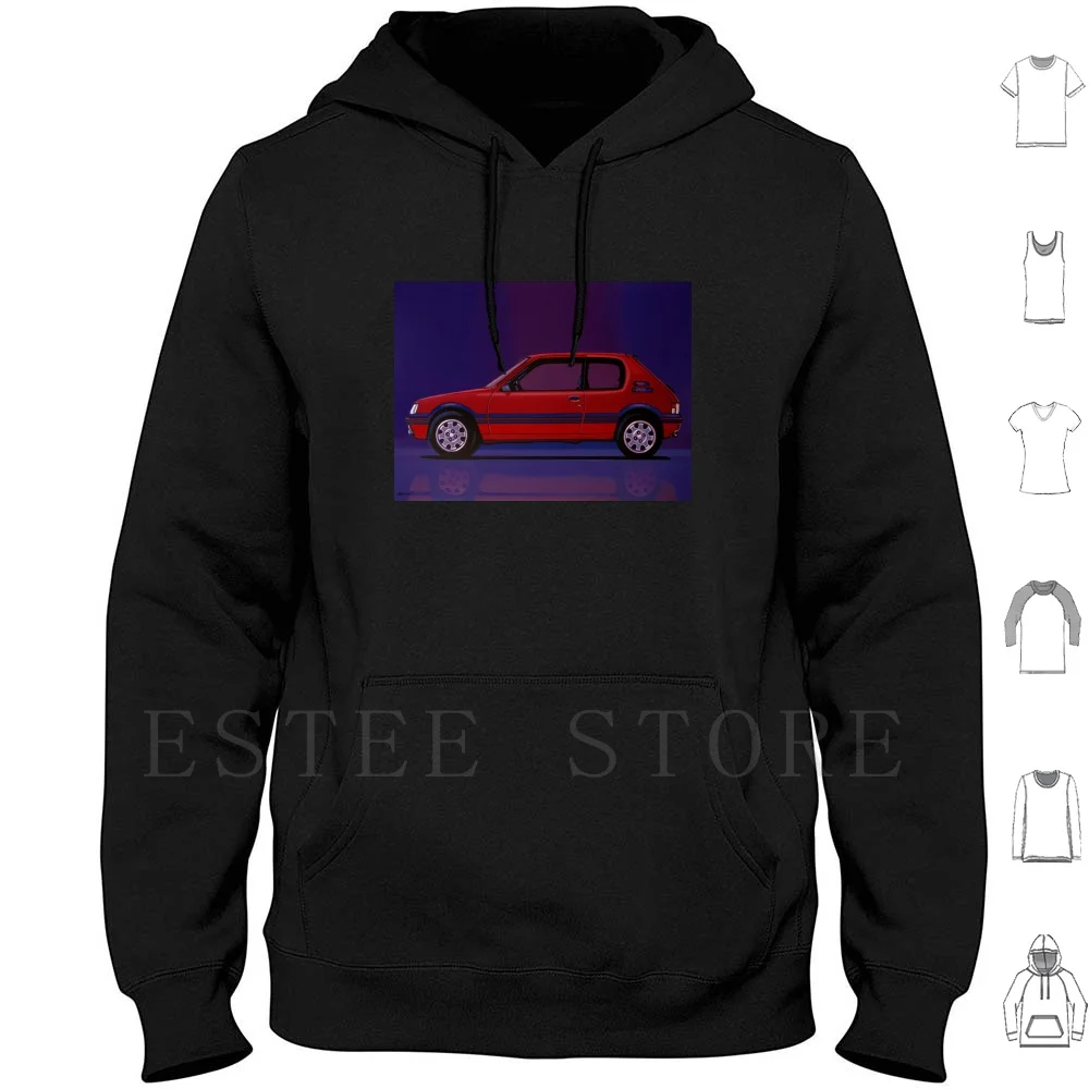 205 Gti Painting Hoodies Long Sleeve 205 Gti Car French Automaker French France Pininfarina Large Family Car Saloon