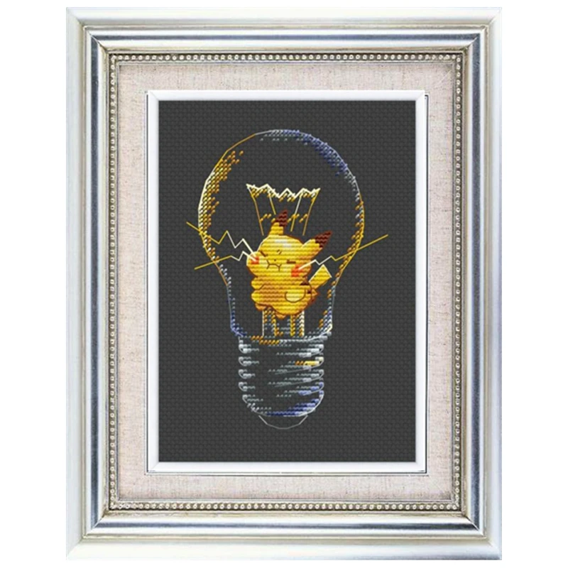 Cross Stitch Kit bulb in Pickup Truck with Cute Cartoon Chinese Embroidery 11CT Printed Cloth Handmade DIY Material Pack