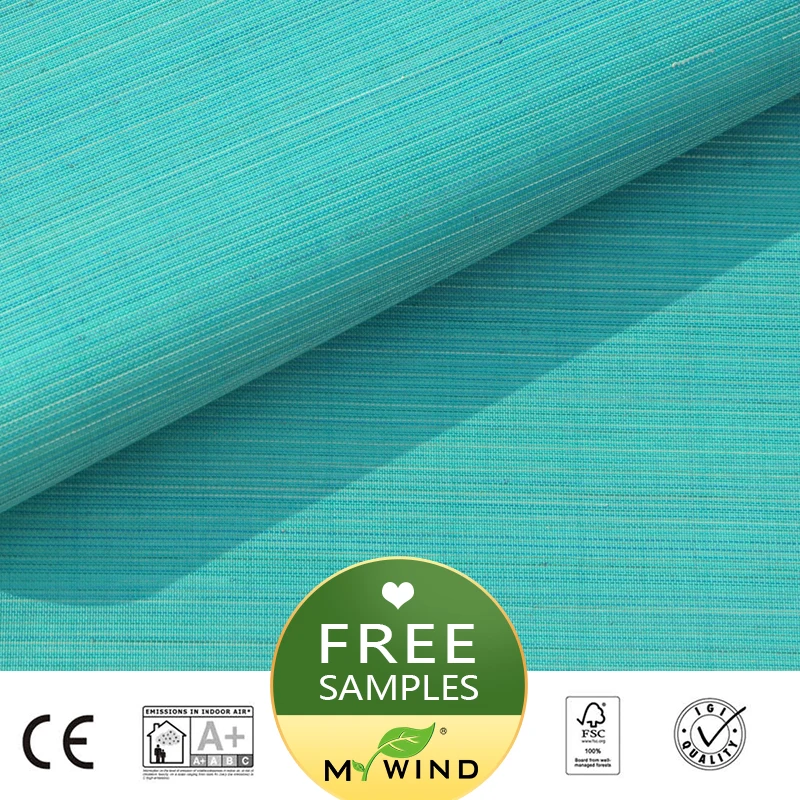 MYWIND Green Blue ABACA Grasscloth Wallpapers Luxury Natural Material Innocuity Paper Weave Design Wallpaper In Roll Decor