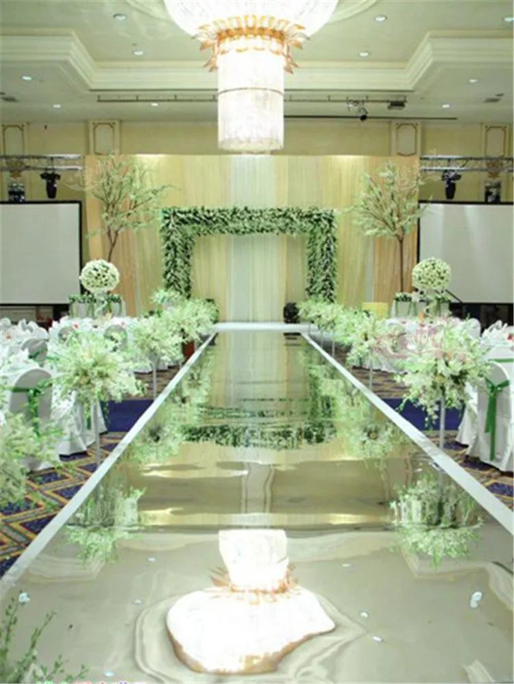 1.2m Wide Silver Double Side Wedding Ceremony Centerpieces Decoration Mirror Carpet Aisle Runner Party Supplies MYY