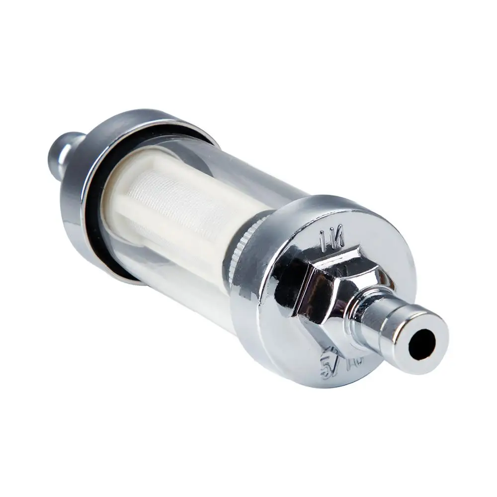 Carbole-filtro de combustible Universal para gasolina y diésel, accesorio de vidrio cromado de 5/16 pulgadas, reutilizable en línea