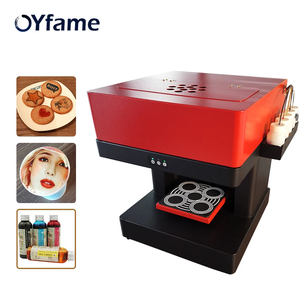 

OYfame Coffee Printer Machine 4 Cups food Coffee Printer For Coffee Cake Biscuits Cappuccino Macaron Selfie coffee printing