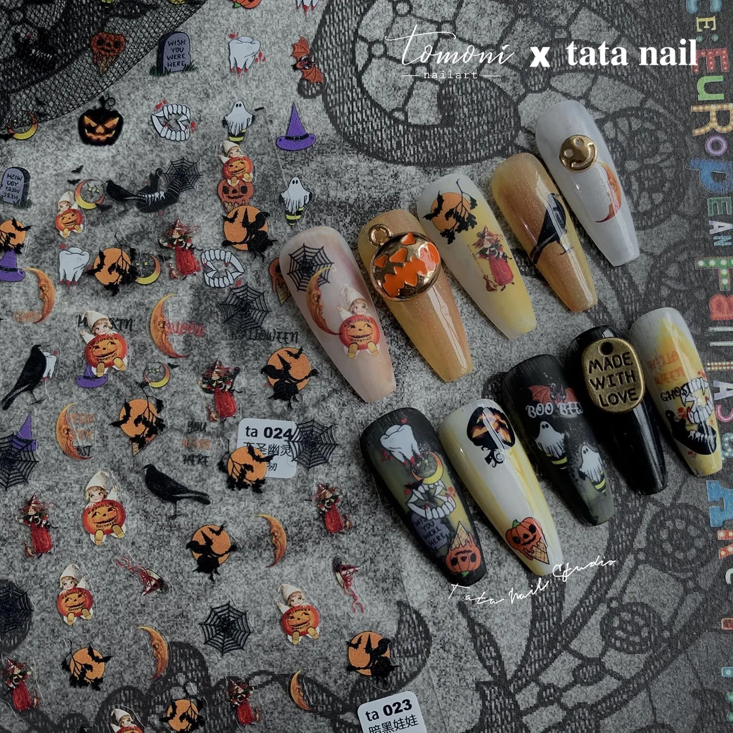 High Quality Nail Art Stickers Adhesive Halloween Ghost Doll Thorns Design DIY Nail Decals Decorations