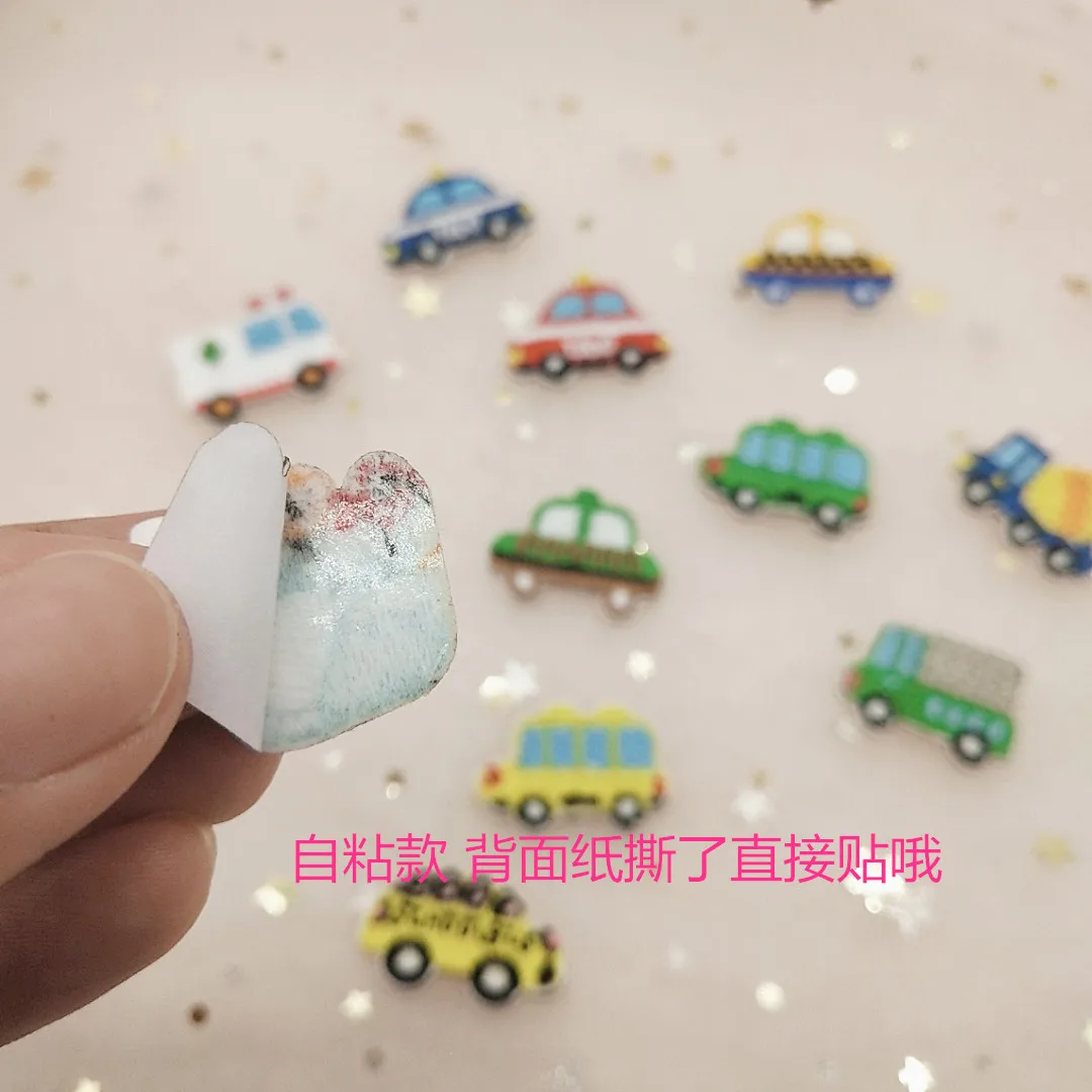 Self Adhesive Cartoon Mini Car Embroidery Patches for Kids Clothing Iron on Clothes Hole Repair Refrigerator Phone Case Decor