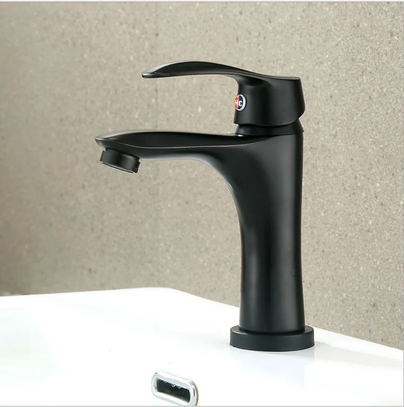 

Black Water-plated Black Antique Brass Washbasin Faucet Bathroom Cabinet Hot and Cold Brass Washbasin Faucet