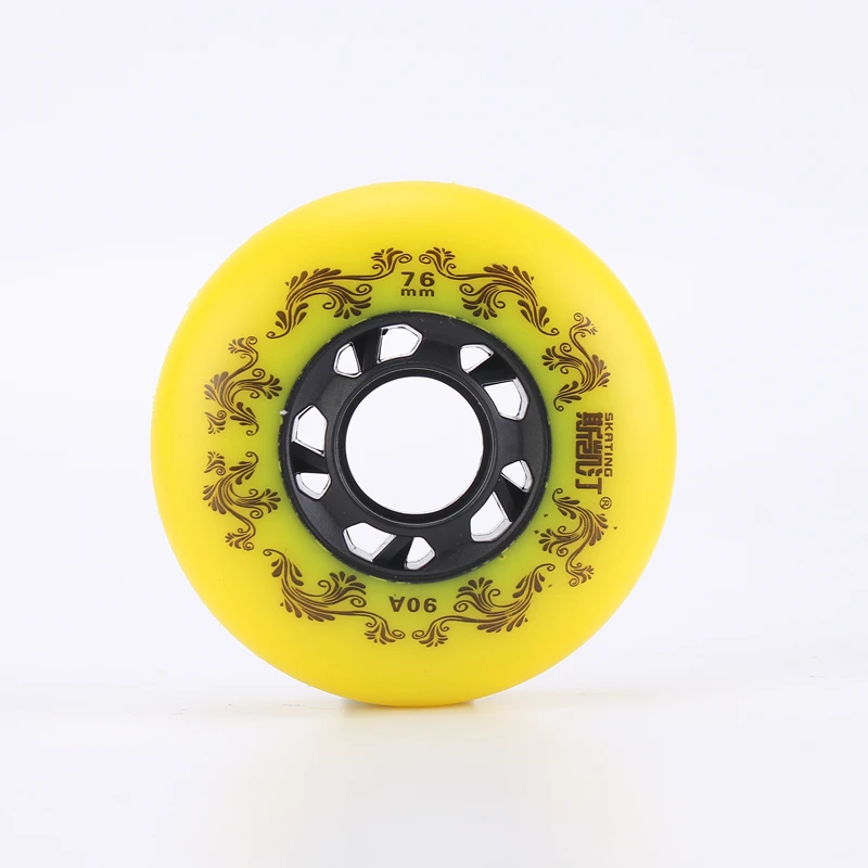 8pcs White/Yellow Inline Roller Skates Wheels 90A Freestyle Durable Tire 72mm 76mm 80mm Roller Skate Seba Replace Blading Wheel