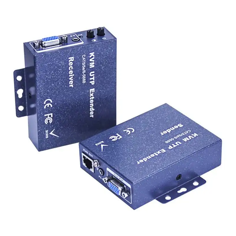 VGA-KVM network cable extender vga to network rj45 converter to usb keyboard and mouse extension transmitter 100m/200m/300m