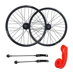 20 inch Folding Bike Wheel 20x1.25-2.215 Bicycle Wheelset Schrader Valve Disc Brake 32H Hub Wheels & Quick Release Skewer