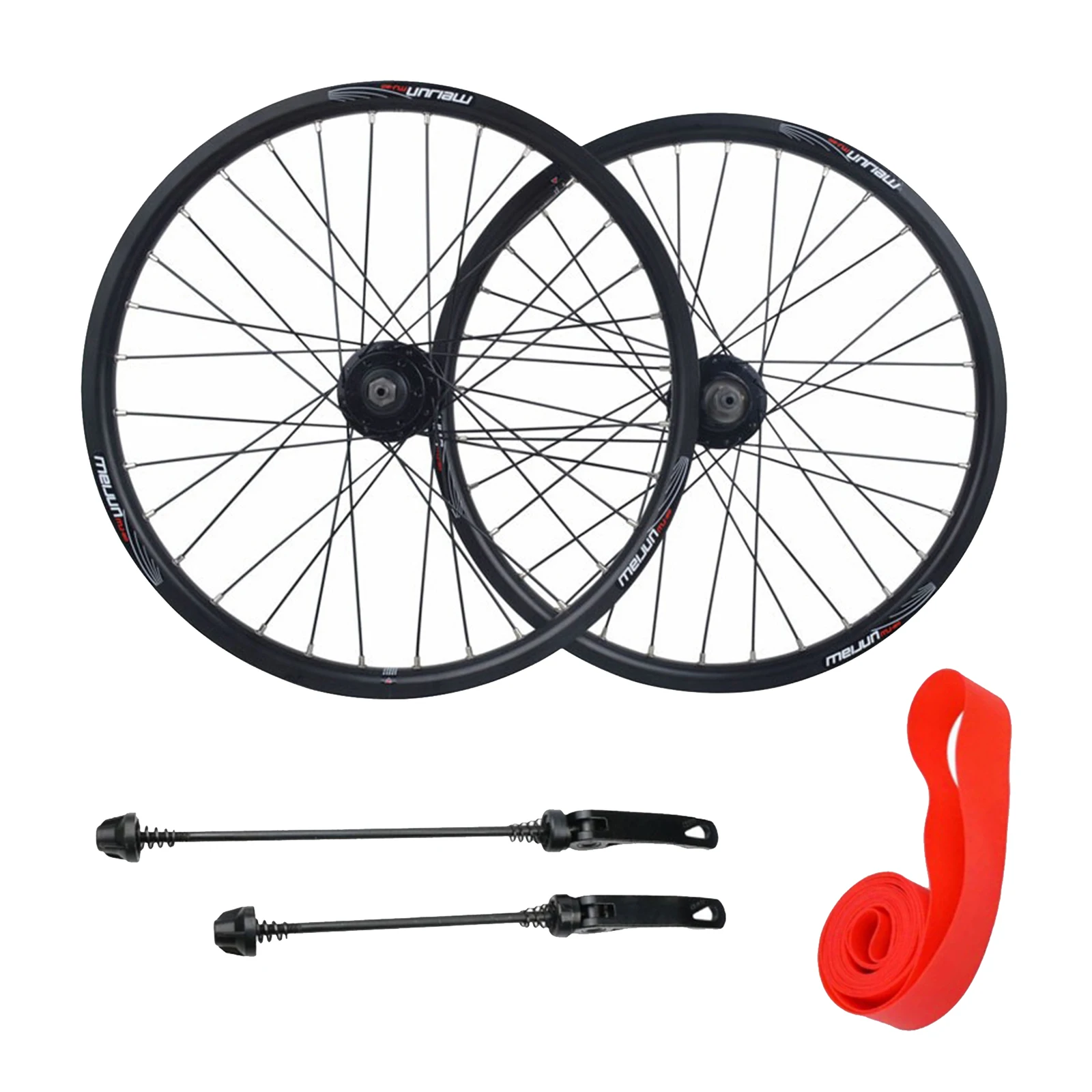 20 inch Folding Bike Wheel 20x1.25-2.215 Bicycle Wheelset Schrader Valve Disc Brake 32H Hub Wheels & Quick Release Skewer