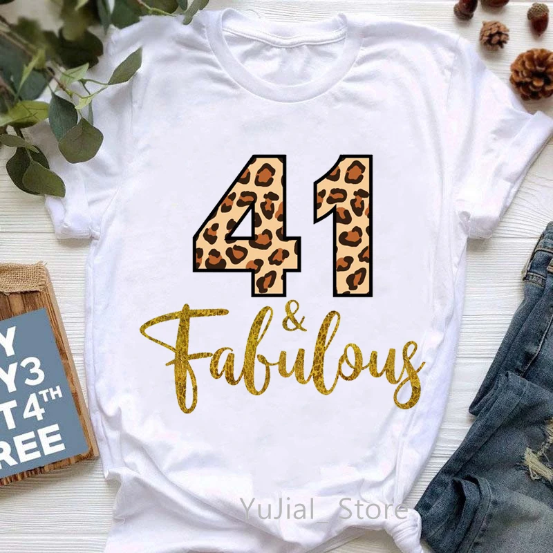 

Leopard 39th-50th Fabulous Graphic Print T-Shirt Women'S Clothing Funny Tshirt Femme Summer Fashion T Shirt Female Tops